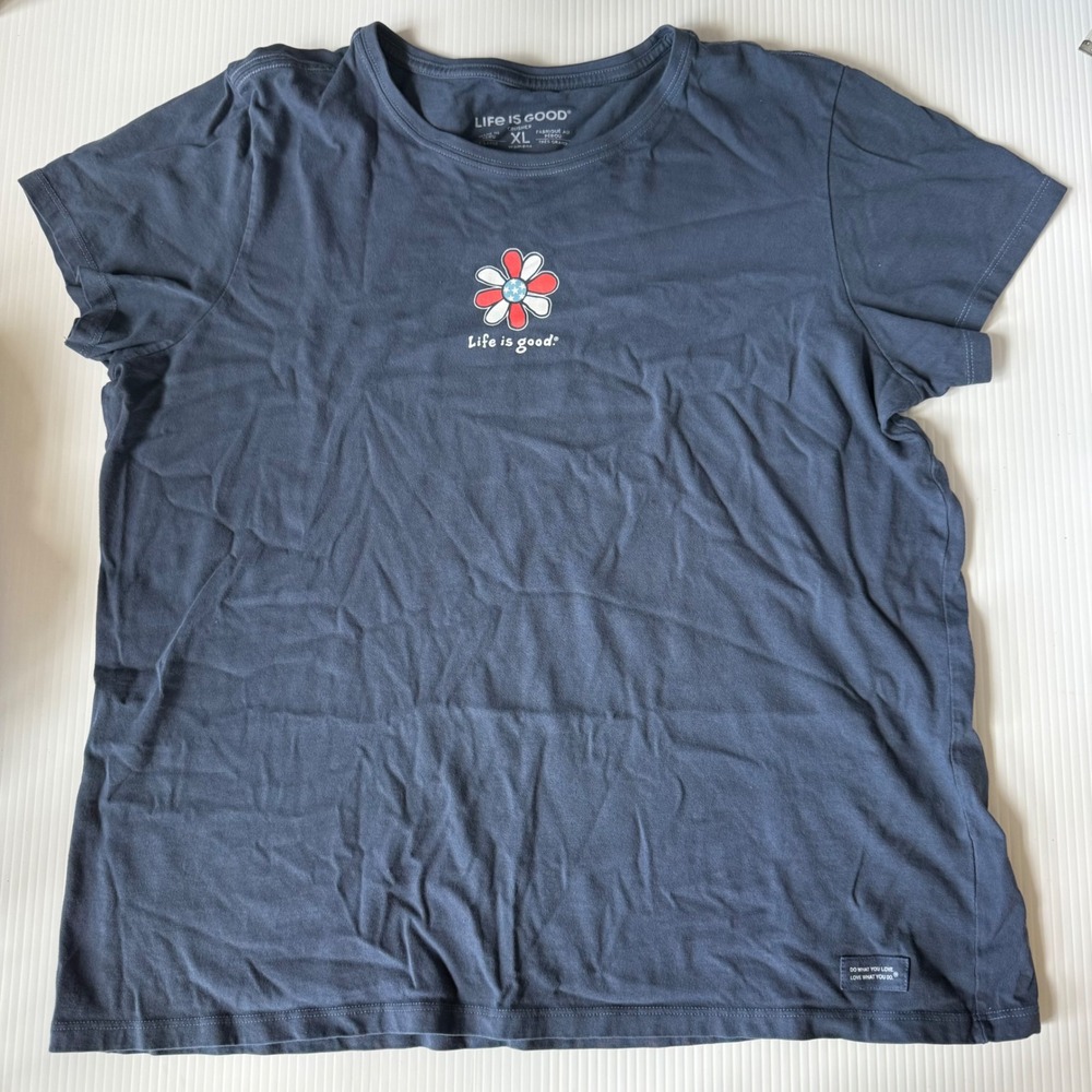 Life is Good Crusher‎ Tee Flower Graphic Short Sleeve Top XL